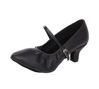 Dance Shoes for Women - Closed Toe Character Shoes with Adjustable Ankle Strap Modern Salsa Tango Dance Pumps Mid Heels Latin Dance Practice Shoes Wide Fit Indoor Dance Shoes