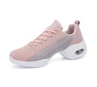 Dance Shoes for Women Jazz Shoes Split Sole Dance Sneakers Lace-up Air Cushion Jazz Sneakers Breathable Modern Dance Shoes Platform Walking Dance Shoe, Pink, 3 UK