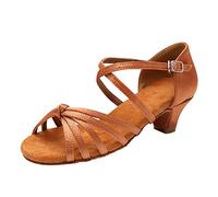 Dance Shoes for Women Sandals Black High Heels Women's Mid Low Heel Salsa Tango Ballroom Latin Party Outdoor Espadrilles Kitten Ladies Line Mary Jane Pumps Close Toe Dress Comfortable Court A-Brown Si