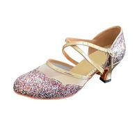 Dance Shoes for Women Womens Wedge Sandals Ballroom UK Women's Mid Low Heel Salsa Tango Latin Party Outdoor Dancing Satin Open Toe Heels Bachata Practice Performance Suede Soles Peep High