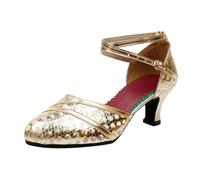 Dance Shoes Gladiator Sandals for Women Salsa Black Jazz Cross Strap Split Sole Pu Latin Small Heel Heels Womens Sandles Sexy Sequined Leather Pointed Toe Kitten Ballroom Gold-2 Size 3.5