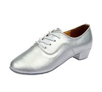 Dance Shoes Men's Leather Sole - Ballroom Dance Shoes Men's Ballroom Leather Shoes Luxury Standard Latin Dance Shoes Lace Up Tango Samba Jazz Rumba Wedding Salsa Modern Dance Shoes Trainers, silver,