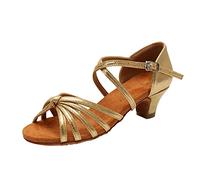 Dance Shoes Summer Sandals Women Heels for UK Womens Sequined Leather Pointed Toe Kitten Heel Latin Ballroom Small Gold Women's Glitter Closed Tango Salsa Samba Waltz Social Dancing A-Gold Size 5
