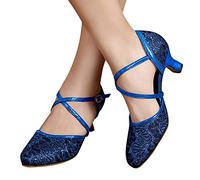 Dance Shoes Women's Black Dance Heels Women's with Cross Strap Buckle Latin Dance Shoes for Women Sandals Women with Heel Perfect for Weddings and Parties 37-41 Dance Shoes Women's Wide Feet, blue, 41