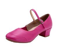 Dance Shoes Women's Closed Low Heel Sandals Elegant Pumps Buckle Plain Comfortable Latin Shoes Soft Sole Jazz Shoes Women Party Dance Tango Shoes Ballet Flats Trainers, hot pink, 6 UK