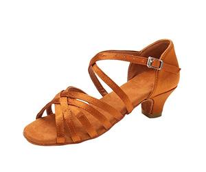 Dance Shoes Women's Dance Heels Soft Comfortable Latin Shoes with Leather Sole Princess Dance Shoes Adjustable Straps Latin Chacha Jazz Performance Ballroom Dance Shoes for Beginners Browne