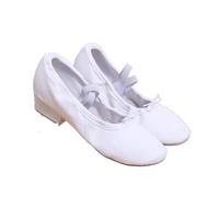 Dance Shoes Women's Dance Shoes mid Heel Leather Girls Ballet Belly Yoga Dance(Canvas White,9)