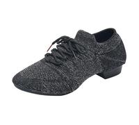 Dance Shoes Women's Latin Shoes Lace-Up Closed Sneakers Salsa Tango Ballroom Training Shoes Knitting Heels Sandals Mesh Fabric Shoes Breathable High-Heeled Women's Shoes, black, 7 UK