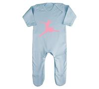 Dance Silhouette Ballerina (Pose 3) Baby Romper Jumpsuit with feet, 0-3 Months, Pastel Blue