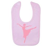Dance Silhouette Ballerina (Pose 7) Cotton Baby bib - Pastel Pink