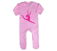 Dance Silhouette (Pose 1) Baby Romper Jumpsuit with feet, 3-6 Months, Pastel Pink