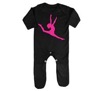 Dance Silhouette (Pose 1) Baby Romper Jumpsuit with feet, 6-12 Months, Black