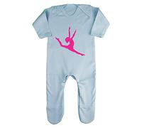 Dance Silhouette (Pose 1) Baby Romper Jumpsuit with feet, 6-12 Months, Pastel Blue