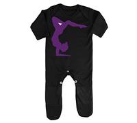 Dance Silhouette (Pose 2) Baby Romper Jumpsuit with feet, 0-3 Months, Black