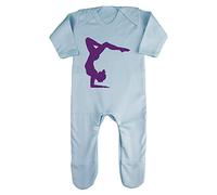 Dance Silhouette (Pose 2) Baby Romper Jumpsuit with feet, 6-12 Months, Pastel Blue