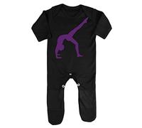 Dance Silhouette (Pose 5) Baby Romper Jumpsuit with feet, 6-12 Months, Black