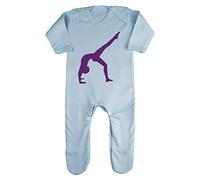 Dance Silhouette (Pose 5) Baby Romper Jumpsuit with feet, 6-12 Months, Pastel Blue