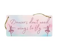 Dance Studio Room Decor - Full Colour Plywood Hanging Sign: 'Dancers Don't Need Wings to Fly' - Perfect Stocking Stuffer, Secret Santa, or Dancer's Gift