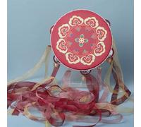 Dance Tambourine for Kids With Ribbon Chinese Style, Metal Jingles Tamborine for Shooting Props, Outdoor Performances Hand Drum(A-B)