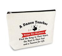 Dance Teacher Appreciation Gift for Women Makeup Bag Dancer Cosmetic Bags Dancer Gifts Dance Team Coach Gift Thanksgiving Christmas Birthday Gift for Dance Teachers Thank You Gifts Travel Pouch