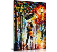 Dance Under The Rain by Leonid Afremov Canvas Wall Art Picture Print for Home Decor (12x8)