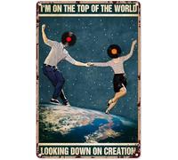 Dance Wall Art Decor Office Wall Decor Viny Record Couple I'M On The top Of The World Looking Down On Creation Music Dance Poster Home Bar Shop Decorations Vintage Metal Aluminium Sign 8x12 Inch
