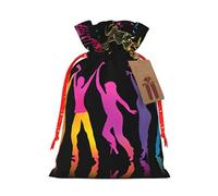 Dance With Music Print Drawstring Bags Burlap Gifts Bag With Drawstring Gift Bags For Wedding/Party/Festival/Storage