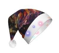 Dance With Music Print Led Light-Up Christmas Hat,Santa Hat Plush Light Up Funny Christmas Ha,Christmas Decorations.