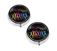 Dance with Music Print Pill Box 3 Compartment Medicine Pill Case,Portable for Pocket Or Purse Pill Organizer Decorative Metal Medicine Vitamin Organizer Unique Gift