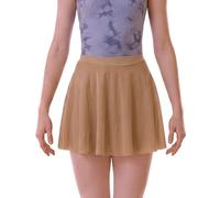 DanceDaily Adult Ballet Dance Skirt Women Soft Mesh Dance Skirts Pull on Elastic Waist Ballerina Clothing, Brown, S