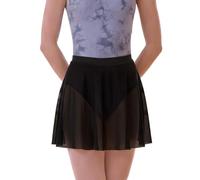 DanceDaily Adult Ballet Dance Skirt Women Soft Mesh Dance Skirts Pull on Elastic Waist Ballerina Clothing, Black, S