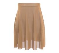 DanceDaily Adult Ballet Dance Skirt Women Soft Mesh Dance Skirts Pull on Elastic Waist Ballerina Clothing, Brown, XS