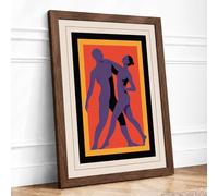 Dancefloor Embrace Modern Framed Wall Art Print A1 (84.1×59.4cm) Walnut, Wall Decor for Living Room, Bedroom, Office & Home, Ready to Hang, Art Gift