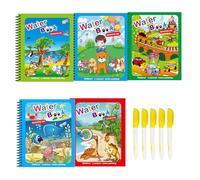 dancepandas 5 Pieces Water Colouring Books for Children, Reusable Magic Painting Books with Water,Magic Water Colouring Book with 5 Water Pens,Travel Toys