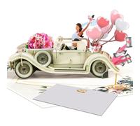 dancepandas Wedding Card, Wedding Cards for Bride and Groom,Classic Car Design with Gold Foiled Text,Include Blank Inside and Envelope,for Newlyweds Engagement Valentines Day