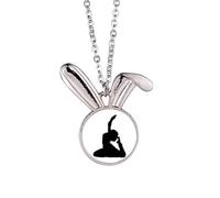 Dancer Art Peacock Yoga Sports Rabbit Necklace Pendant Bunny Animal Jewelry Gift