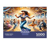 Dancer Crowd Stage Light 1000 Pieces Premium Jigsaw Puzzle Vivacious Fiesta Spirit Classic Jigsaw Puzzle Thick Cardboard Impossible Hard Challenging Decompression Wall Decor Relaxation Creativity 52x3