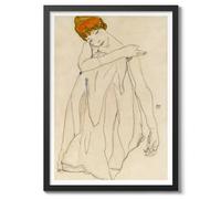 Dancer Egon Schiele Print, Modern Art Exhibition Poster, Modern Minimalist Sketch, Home Decor Picture, Archival Matte, A5 (Black Frame) - 21x14.8cm