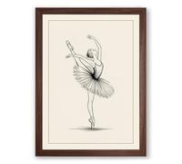 Dancer en Arabesque Minimalist Framed Wall Art Print A2 (59.4×42cm) Walnut, Wall Decor for Living Room, Bedroom, Office & Home, Ready to Hang, Art Gift