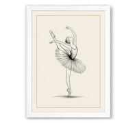 Dancer en Arabesque Minimalist Framed Wall Art Print A3 (42×29.7cm) White, Wall Decor for Living Room, Bedroom, Office & Home, Ready to Hang, Art Gift