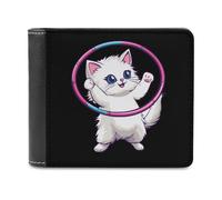 Dancer Hula-Hooper Cat Men's Bifold Wallet Slim Cash Card Holder Leather Purse