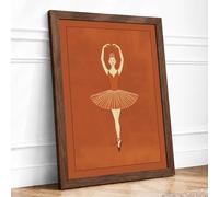 Dancer in Pirouette Art Deco Framed Wall Art Print A2 (59.4×42cm) Walnut, Wall Decor for Living Room, Bedroom, Office & Home, Ready to Hang, Art Gift