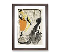 Dancer Jane Avril By Henri De Toulouse Lautrec Classic Painting Framed Wall Art Print, Ready to Hang Picture for Living Room Bedroom Home Office Décor, Walnut A4 (34 x 25 cm)