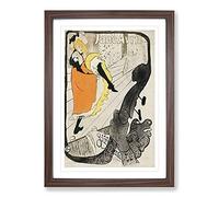 Dancer Jane Avril by Henri De Toulouse-Lautrec Framed Print | A2 Walnut Framed Wall Art | Ready to Hang | Modern Nature Picture | Living Room Bedroom Lounge Office
