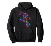 Dancer Line Art Colorful Electric Dance Motion Graphic Pullover Hoodie