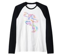 Dancer Line Art Colorful Electric Dance Motion Graphic Raglan Baseball Tee