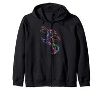 Dancer Line Art Colorful Electric Dance Motion Graphic Zip Hoodie