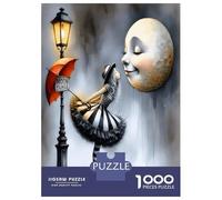 Dancer Moon Lamp 1000 Piece Classic Jigsaw Puzzle Melancholic Nocturne Art Puzzle for Adults Thick Cardboard Impossible Hard Challenging Decompression Wall Decor Relaxation Creativity 52x38cm/1000pcs