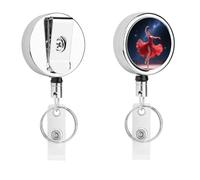 Dancer on Star Stage Badge Reel Retractable Stainless Steel Badge Clip with Lanyard Cute Badges Reel Holder Heavy-Duty Nurse Doctor Name Tag Badges Clip for Work