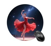 Dancer on Star Stage Mouse Pad Round Laptop Mouse Mat Cute Computer Mousepad Keyboard Pad Non-Slip Desk Pads for Gaming Office Work Home